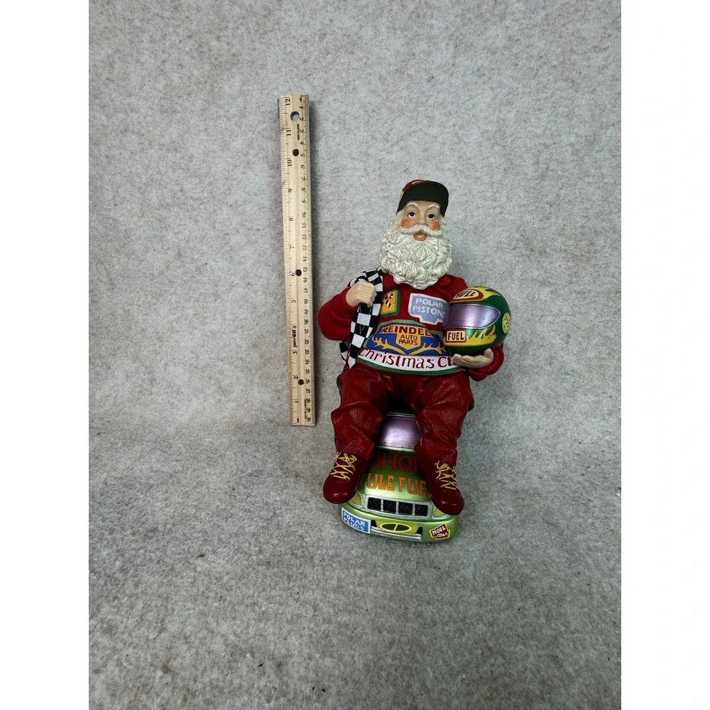 Racing Santa Claus‎ Figure Christmas Holiday Decor Sitting on Race Car